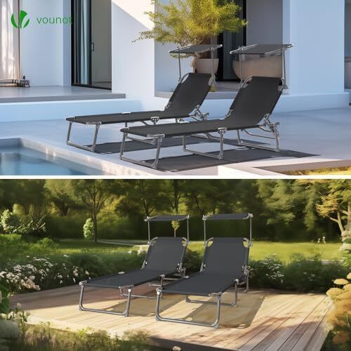 Folding Sun Loungers Set of 2