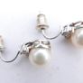 Vintage 14k Solid White Gold Round Bead Cultured Pearl Diamond Earrings 3,37g Image 8