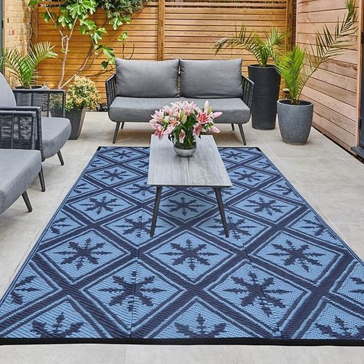 Outdoor Rugs for Garden Patios, 4x6ft Plastic Weatherproof Woven Picnic Blankets, Reversible & Easy Cleaning Deck Carpet Camping Mats (FREE SHIPPING)