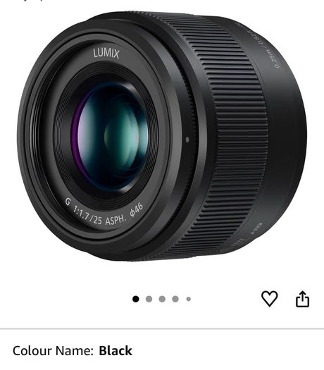 Panasonic Lumix 25mm F1.7, H-H025E-K Prime Lens, Black, Micro 4/3 Mount, Compatible Panasonic and Olympus