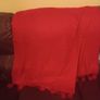 Red Cashmere Mix Pashmina/Shawl with Rabbit Fur Pom Poms BNWOT Image 4