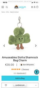 New JELLYCAT Siofra Shamrock Bag Charm