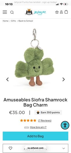 New JELLYCAT Siofra Shamrock Bag Charm