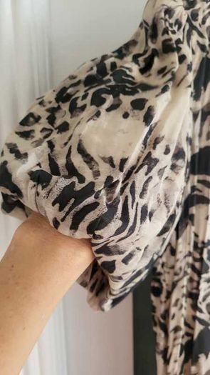 GEORGE beige and black print layered dress Sz 16UK - Bnwt Rrp 16 Sterling