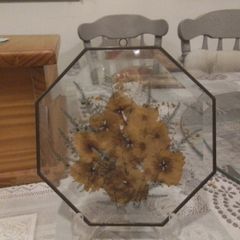 Glass Pressed Flower Hexagonal Wall Decor