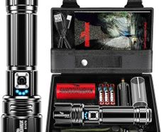 Rechargeable Torch, 500000 Lumen Torches LED Super Bright, 5000mAh Long Lasting, Adjustable Focus, IP67 Waterproof, 5 Modes, Powerful Handheld Flashlight for Power Cuts, Camping, Emergency
