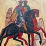 Hand Painted Folk Art Icon - Saints Boris and Gleb Image 5
