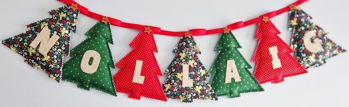 Padded Christmas Trees Bunting