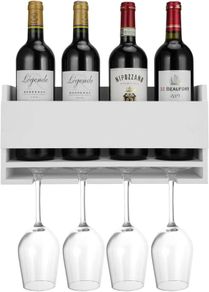 Halcent Wine Rack Wall Wine Holder, Wine Storage Rack with Wine Glass Holder Home & Kitchen