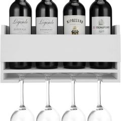 Halcent Wine Rack Wall Wine Holder, Wine Storage Rack with Wine Glass Holder Home & Kitchen