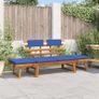 2 in 1 Acacia Garden Bench & Sun Lounger with Cushion Image 3
