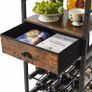 Wine Rack Freestanding Floor with Glass Holder,Brown TMJ905H | Bar Cabinet for Liquor and Glasses 4-Tier Coffee Bar Cabinet Glass Holder and Storage Drawer for Home Kitchen Living Room Image 5