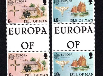 1981 Isle of Man Europa Folklore Commemorative Stamps Gutter Pairs Mint Never Hinged (MNH)