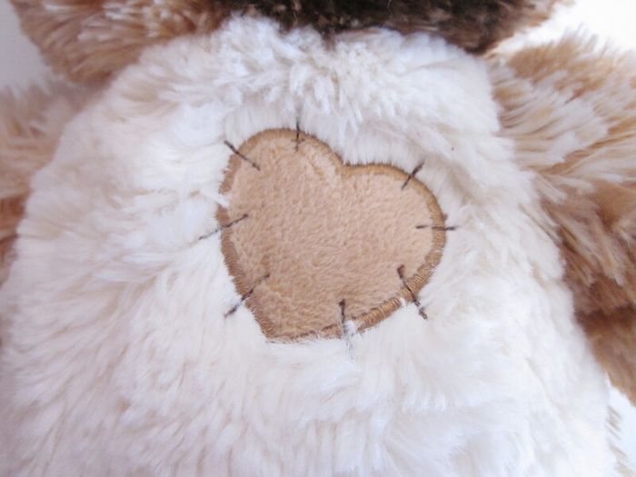 Build a Bear Champ Brown Calico Bear Heart Patch Plush Toy