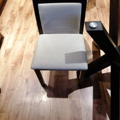 Walnut base and matching 4 chairs. Bevelled edge glass top