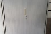 1.11m Steel Tambour Cabinet Wooden Top