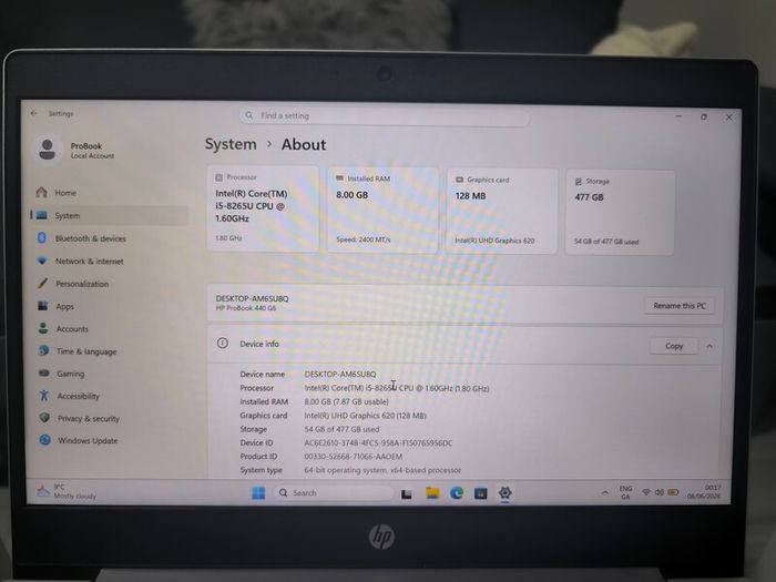HP ProBook 440 G6 i5 8Th Gen 8GB 512GB m2 srtorage