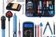 Soldering Iron Kit,WOWGO 60W Adjustable Temperature Welding Tools Set with 5 Soldering Tips,Digital Multimeter,Soldering Iron Stand,Tin Wire Tube,Desoldering Pump and Portable PU Tool Bag