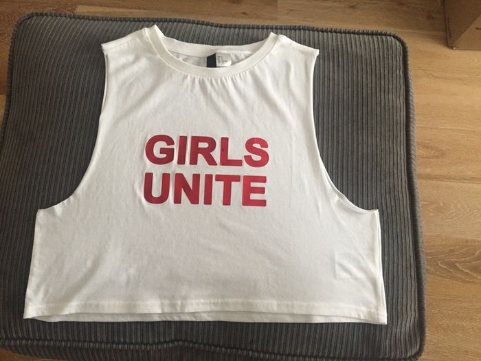 White sleeveless T-shirt Girls Unite Size S