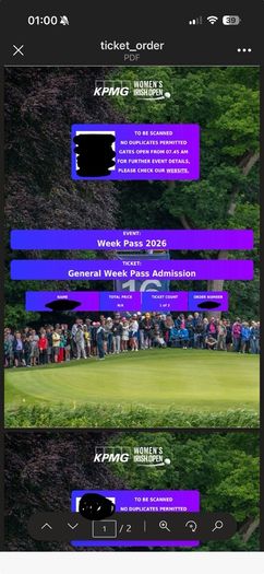 2x tickets 2026 KPMG Women's Irish Open week pass