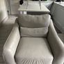 Reduced kingsize bed frame with matching curtains and leather armchair Image 4