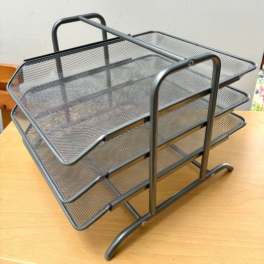 IKEA 3 Tier A4 Document Letter Tray Holder Set - Nickel Silver Finish