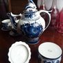 Russian Gzhel handmade and hand painted tea set Image 9
