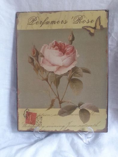 Vintage Enamel Rose Wall Plaque