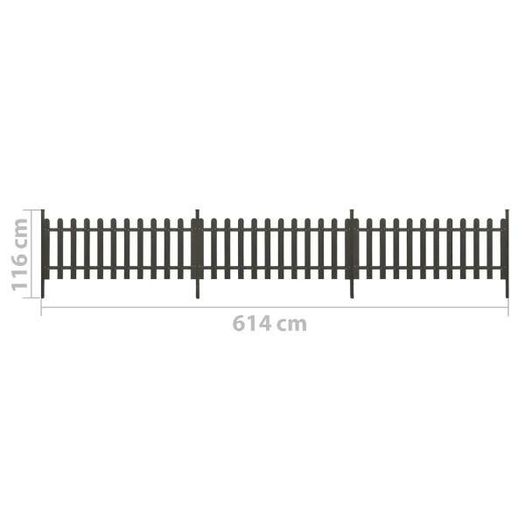 Picket Fence with Posts 3 pcs