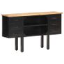 Sideboard 110x30x65 cm Solid Rough Mango Wood and Steel Image 3