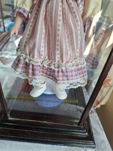 Collector's Porcelain Doll, In A very Large Mahogany Display Case, PRICE IS FOR 1 ONLY these came from a Pub contents,