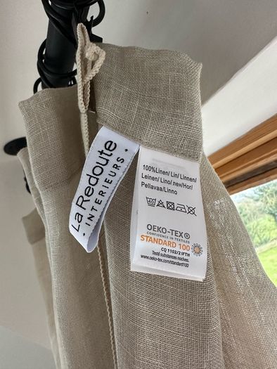 Linen curtains x 4 with poles and tie backs