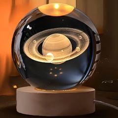 Glass sphere, nightlight, Saturn.
