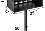 25x17 Inch Inch Charcoal Grill Heavy Duty BBQ Single Post w/ Cooking Grate 360 Adjustable Park-Style Camping Outdoor