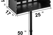 25x17 Inch Inch Charcoal Grill Heavy Duty BBQ Single Post w/ Cooking Grate 360 Adjustable Park-Style Camping Outdoor