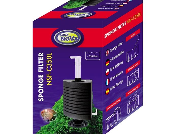 Aqua Nova NSF-C350L Corner Sponge Filter For Aquarium Up To 350L