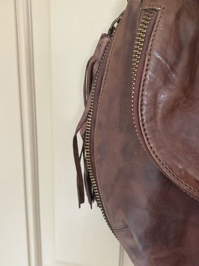 All saints distressed genuine leather Spitalfields multi tassel adjustable bag