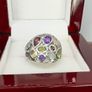 Silver African Amethyst & Multi-Gemstone Cluster Ring Image 3