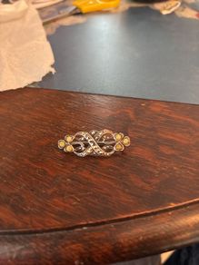 silver marcaseed and connamara marble brooch