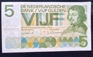 Netherlands 5 Gulden 1966  Banknote