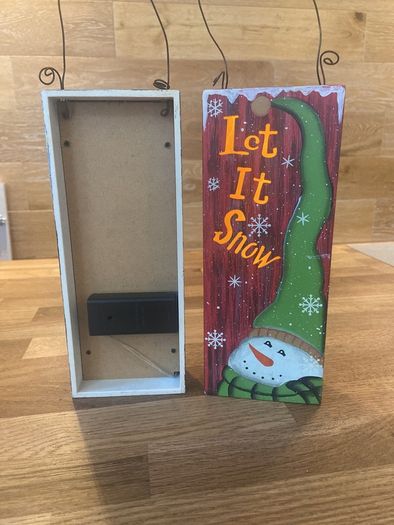 2 Hanging Wooden Let it Snow Decorations