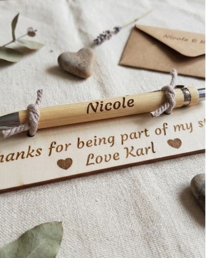 Personalised pen and wooden card