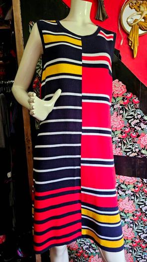 Tommy Hilfiger colorful red Black yellow 4 seasons cotton dress L