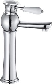 Basin Mixer Taps High Rise Basin Tap Traditional Tall Faucet with Ceramic Handle Anti-Drip Classic Brass Taps with Hose Swivel Spout Retro Style Polished Chrome for Countertop