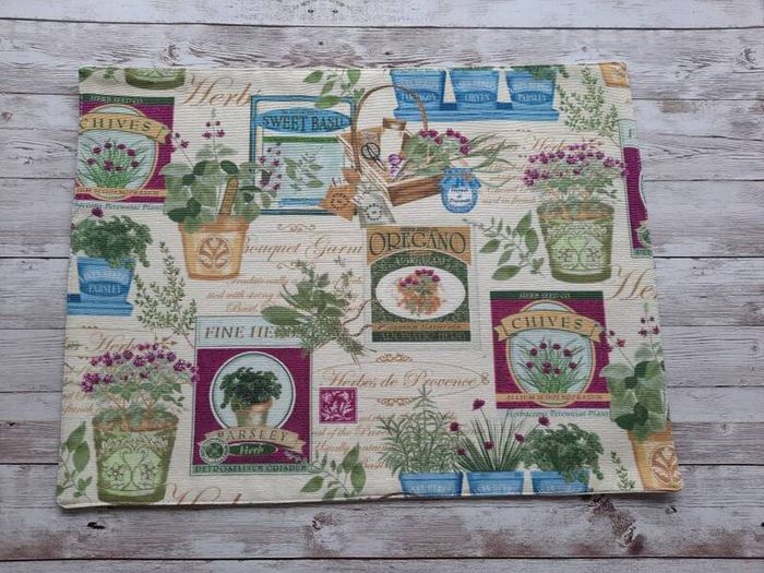 Handmade Placemats." Summer fruits, Farmers Market, Mediterranean Herbs"