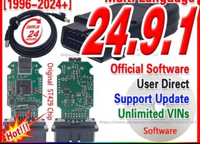 2024 Real Hex V2 Usb Interface For VAG 24.8 Diagnostic VAG Coding Function Update Online Unlimited VINS Support For Hex-V2