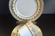 Beautiful Elegant Trio by Elizabethan English Bone China in the "Swiss Cottage" Pattern