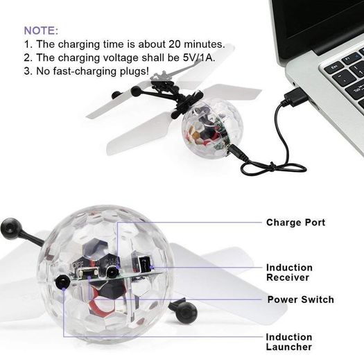 Flying Ball, Kids Toys Remote Control Helicopter Mini Drone Magic RC Flying Toys with Shinning LED Lights Fun Gadgets for Boys Girls Kids Teenagers Adults Indoor Outdoor Garden Games