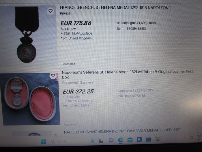 France.St Helena Campaign Medal.Napoleonic Wars..Est 1857.Service 1792 to 1815.Army/Navy.