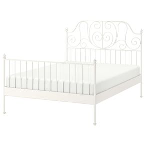 IKEA Double bed - white metal frame with mattress and under-bed storage